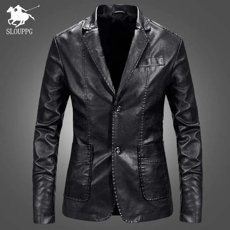 Брендовая мужская куртка из искусственной кожи осенняя повседневная