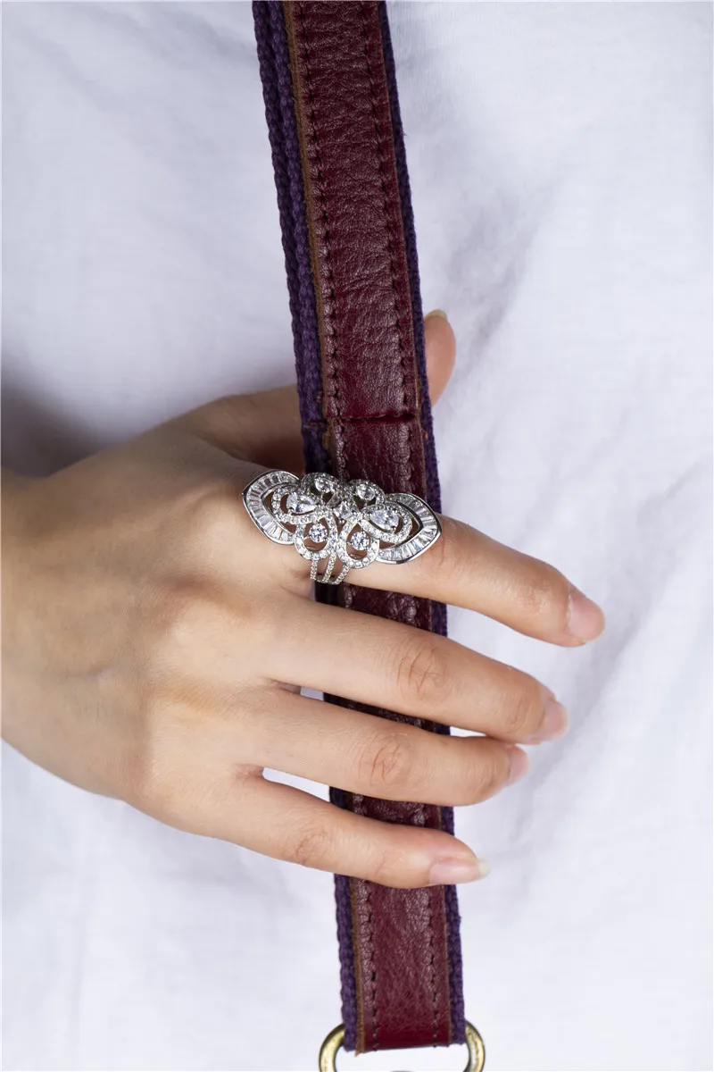 Богемное большое Сверкающее кольцо из стерлингового серебра 925 пробы для женщин