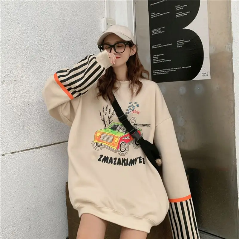 Женское осеннее бархатное худи с длинным рукавом и круглым вырезом | Женская