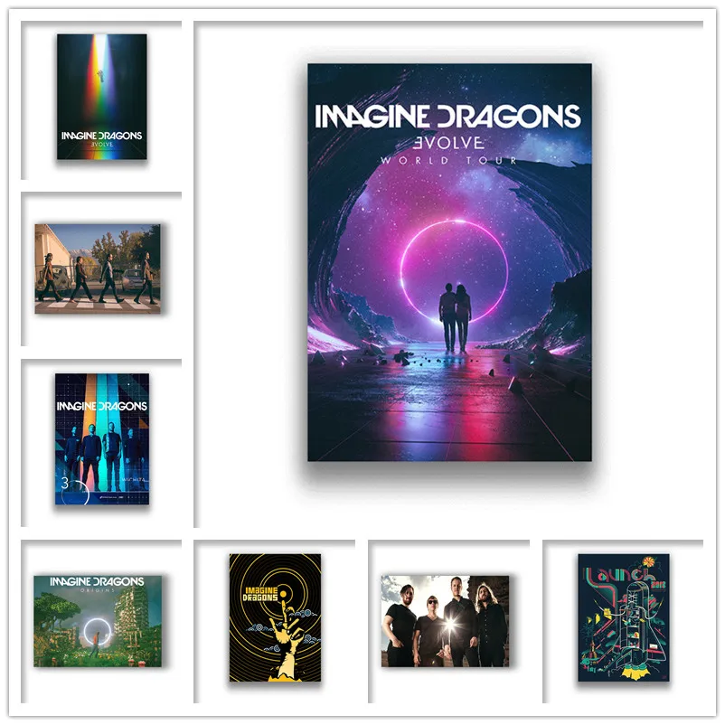 

Imagine Dragons Rock Posters Wall Art Prints White Coated Picture Modern Home Room Decoration