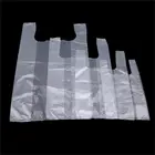 Новый Популярный полезный пластиковый пакет для покупок, 100 шт., прозрачный пакет для покупок, пластиковые пакеты для супермаркета с ручкой, упаковка для еды