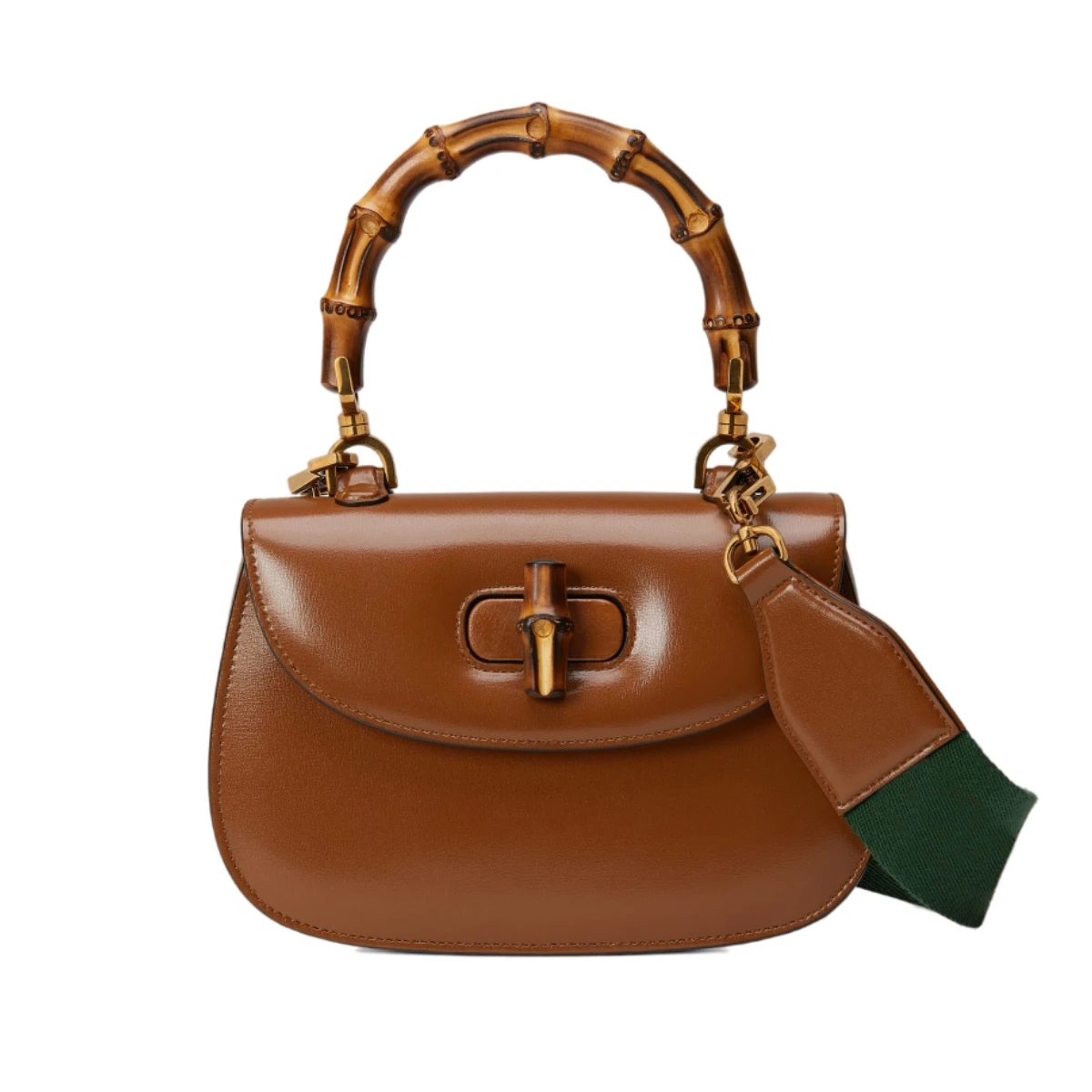 

Small Bamboo Handle Twist Lock Gold-tone Handbag Webbing Strap Genuine Natural Leather Womens Shoulder Crossbody Bag Tote Bags