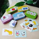 Детский Развивающий пазл, игрушки, железная коробка, игра-головоломка, карта обучения, английские фрукты, животные, трафик, образовательные наклейки Монтессори