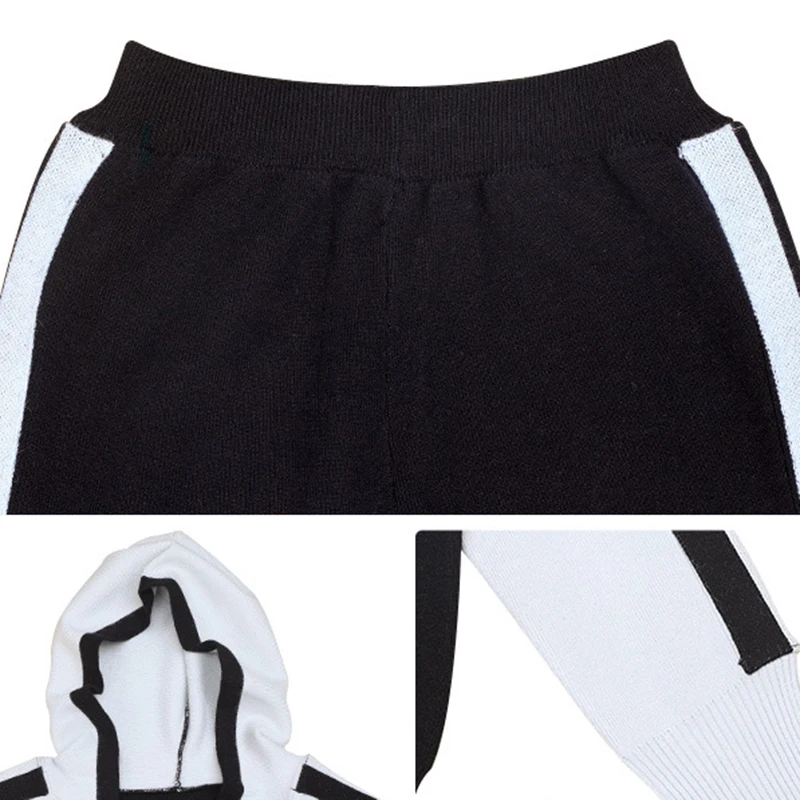 

2020 Autumn Teenage Girls Knitted Clothing Set Children Hooded Top and Wide Leg Pants Set Kids Girls Casual Two Piece Set, #9166