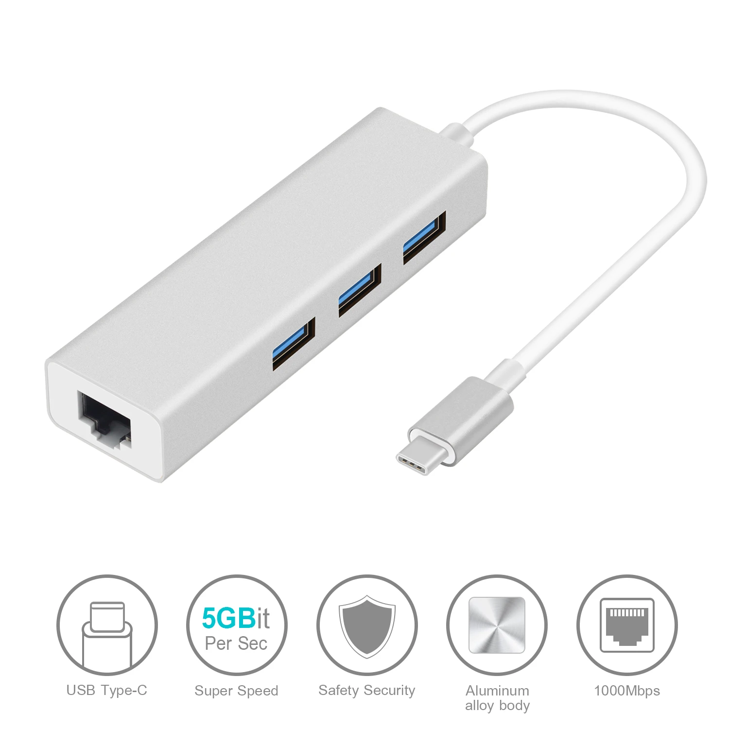 USB C адаптер Ethernet 3 концентратор для RJ45 Lan Сетевая карта гигабит Интернет Macbook Pro Air