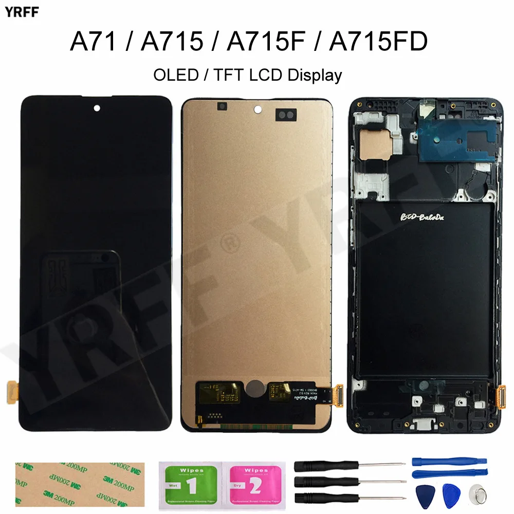 

For Samsung Galaxy A71 A715 LCD Display with Frame Touch Screen Digitizer Assembly For Samsung A71 Display A715 A715F A715FD