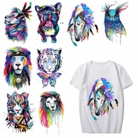 cute diy iron on colorful bear dog wolf patches for clothing heat transfer stickers for t shirt patch for clothes dresses jeans