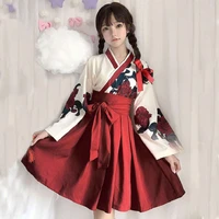 kimono floral print chinese style hanfu improved hanfu girls yukata summer top skirts outfits dress for women vintage
