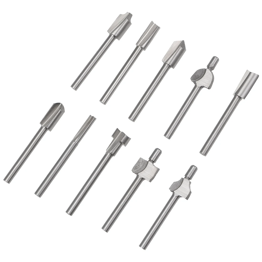 

uxcell 10in1set Router Bit 1/8” 3mm Shank Mini Flush Trim Bits for Woodworking Milling Engraving Carving Rotary Cutter Tool