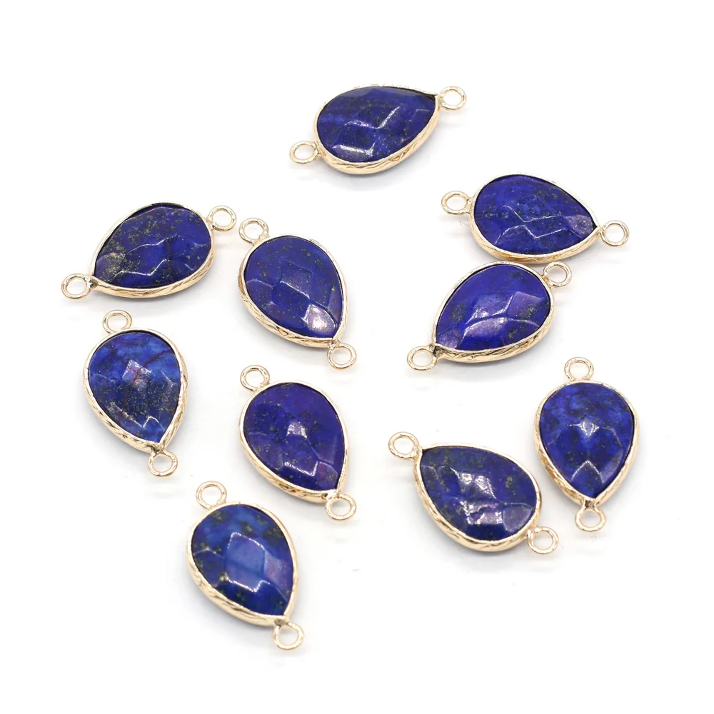 

2Pcs Natural Stone Pendants Lapis lazuli Double Hole Crystal Connectors for Jewelry Making Necklace Bracelet Accessories