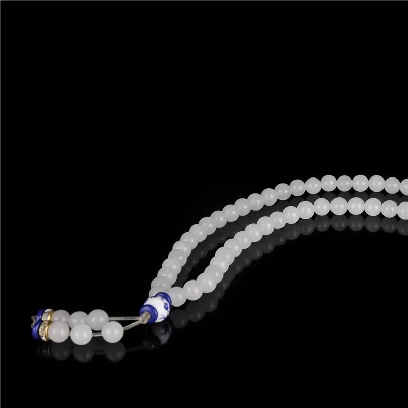 Белое Нефритовое ожерелье многослойный браслет из кварцита и нефрита овчины