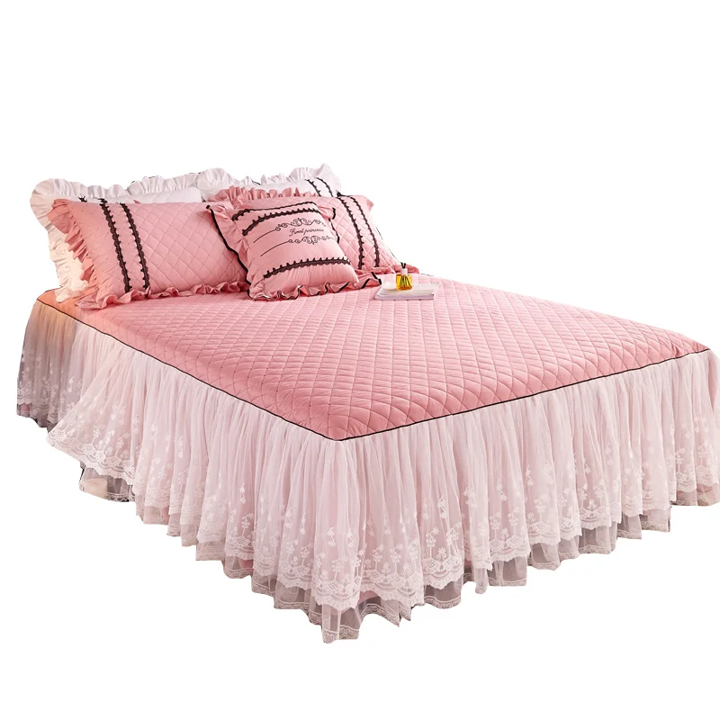 

Lace Cotton Thickened Bed Skirt Queen National King Covers The Surface With Quilted Bedspread With Elasticated Soft Warm Europea
