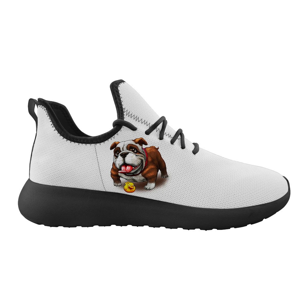 

New Cute Bulldogs Fly Weaving Walk Sport Shoes Men And Women Cartoon Pattern Customized Comfortable Low Top Summer Sneakers 2021