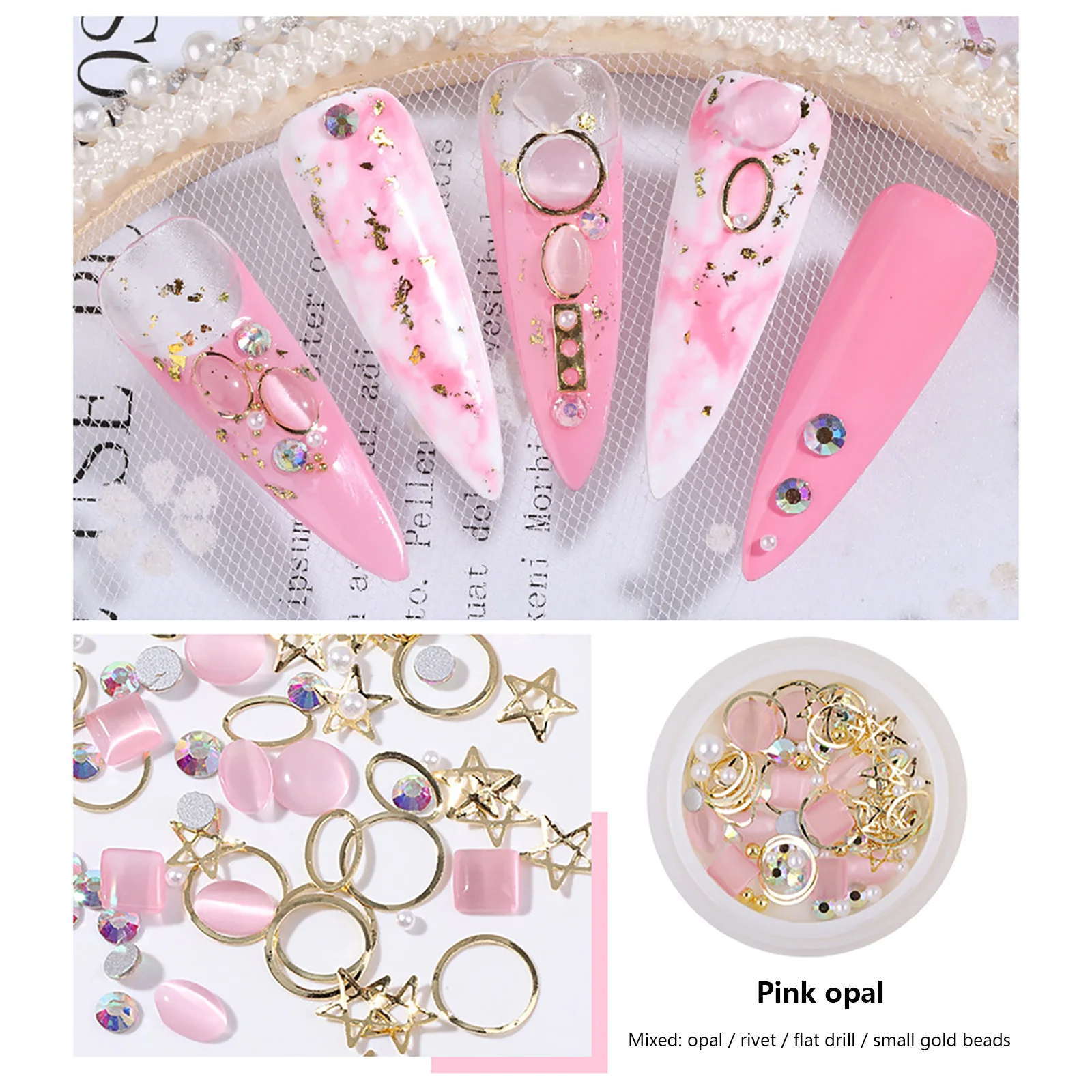 

3pcs/set Mixed 3D DIY Metal Nail Decorations Rivet Crystal Rhinestones Nail Studs Manicure Accessories
