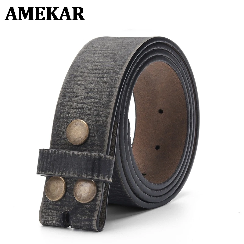 

Vintage Belt Without Buckle For Men 100% Genuine Leather Belt For Jeans 3.8 CM Width Cowskin Strap With One Layer Leather