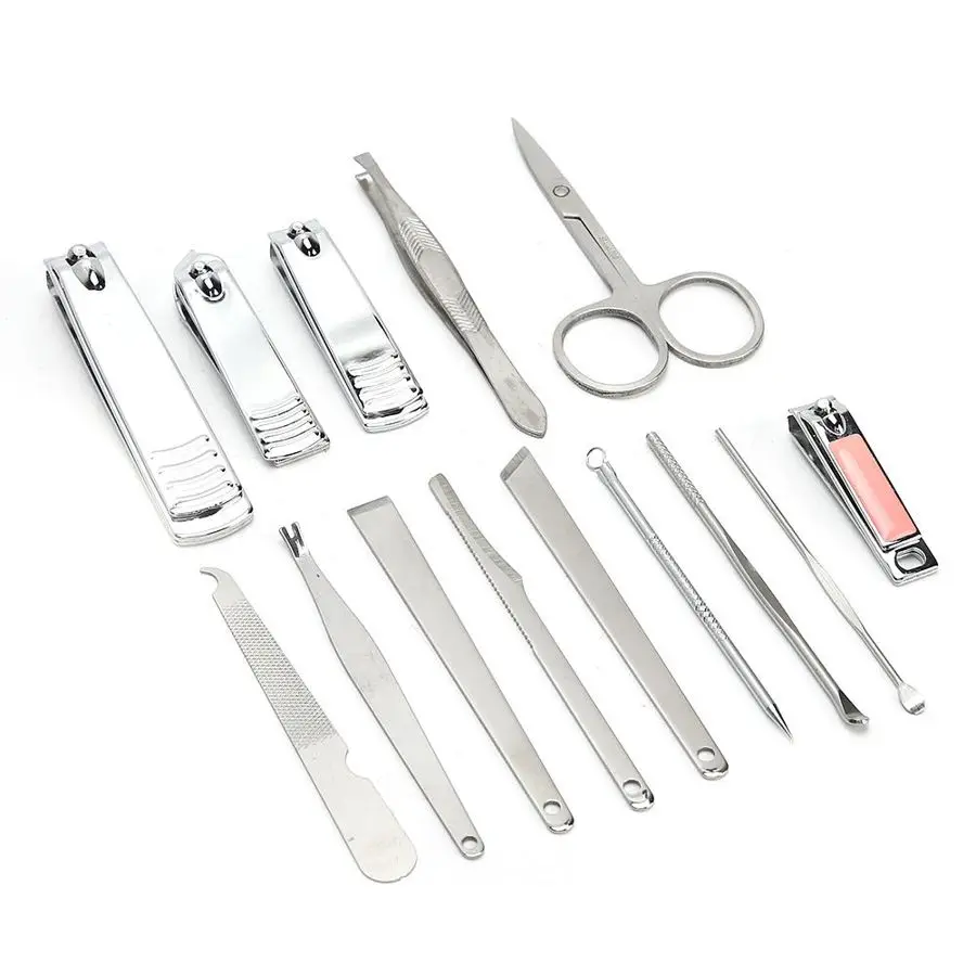 

14pcs Nail Clipper Eyebrow Scissors Set Stainless Steel Pedicure Knife Ear Spoon Household Manicure Tool Set Nail Accessories