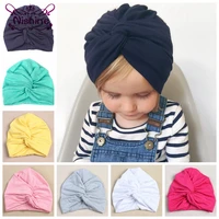 nishine 12 colors cotton blend kids turban hat newborn beanie caps headwear children shower hat birthday gift photo props