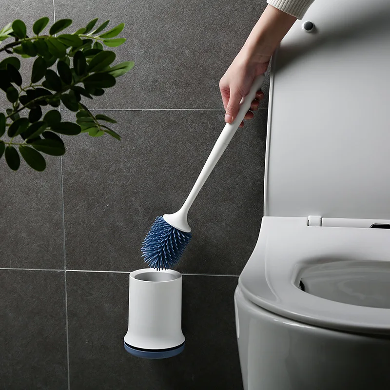 

Toilet Brush TPR Soft Hair Toilet Brush Free Punch Long Handle Household Wall-Mounted Quick Drain Cleaning Tool Brush