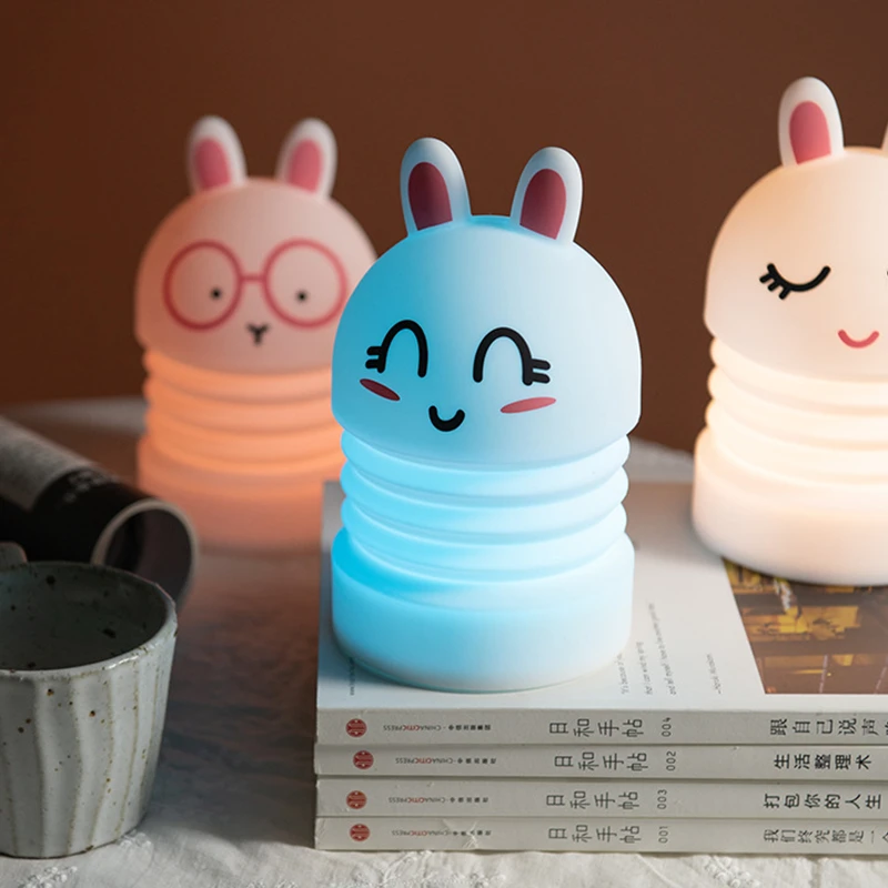 

Cute Jumping Rabbit Colorful LED Silicone Night Light Living Room Bedroom Child Feeding and Sleeping Table Lamp