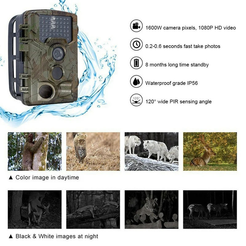 H881 2 4 дюймовый ЖК-камера 16MP/1080P 120 градусов обнаружения диапазона ночного видения