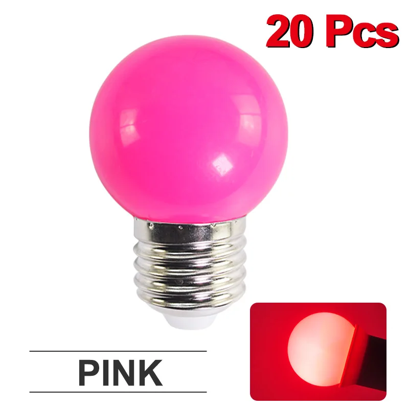 Pink 20 шт./лот Светодиодная лампа E27 лампа 3 Вт красочные лампада ампулы SMD 2835 Flash светильник RGB Светодиодный светильник для домашнего декора светильник переменного тока 220V шарики во всем мире - Испускаемый цвет: Pink