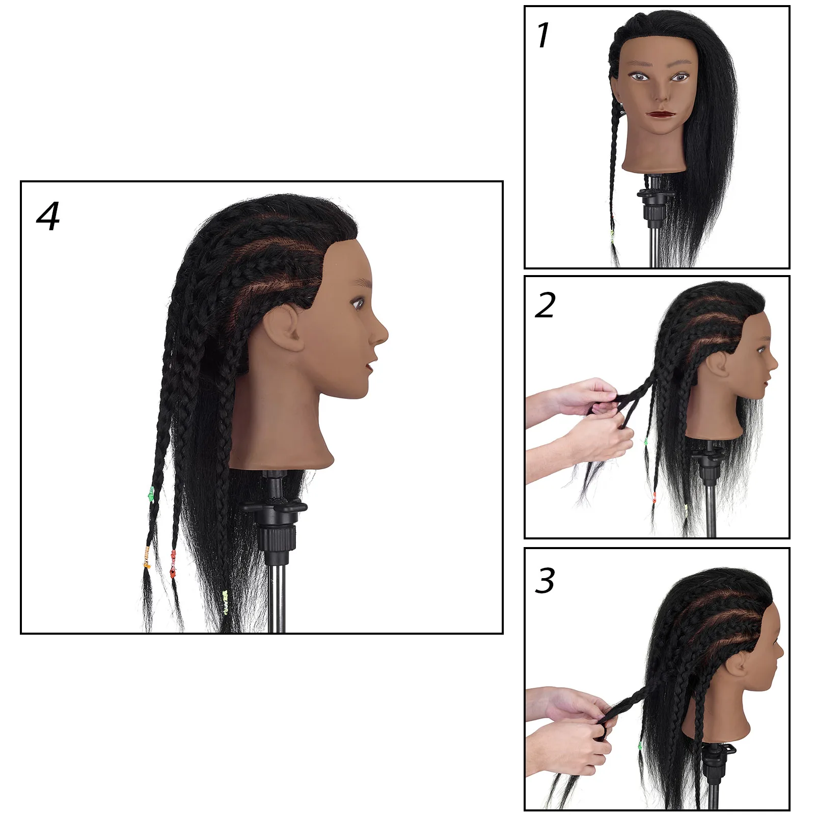 

100% Real Hair Female Mannequin Head for Braiding Practice Hairdressing Training Head Dummy Head for Cosmetology