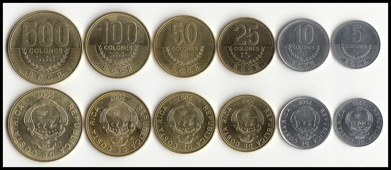 Набор из 6 монет Коста Рики Латинская Америка Коллекция 100% настоящих