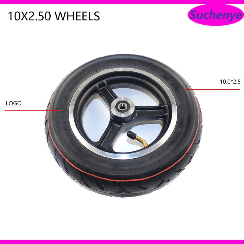 

10 inch Inflation Wheel 10x2.50 Inner and Outer Tire with Aluminum Alloy Disc Brake Hole Rim for 8/10 inch Electric Scooter