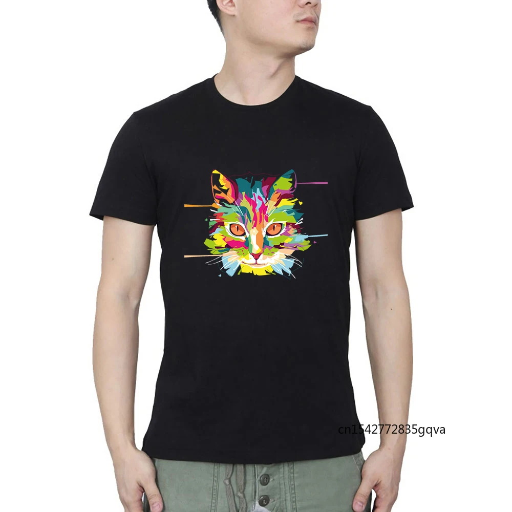 

Rainbow Cat Streetwear O Neck T-shirt Summer Casual Graphic T Shirts Harajuku Cartoon Tshirts