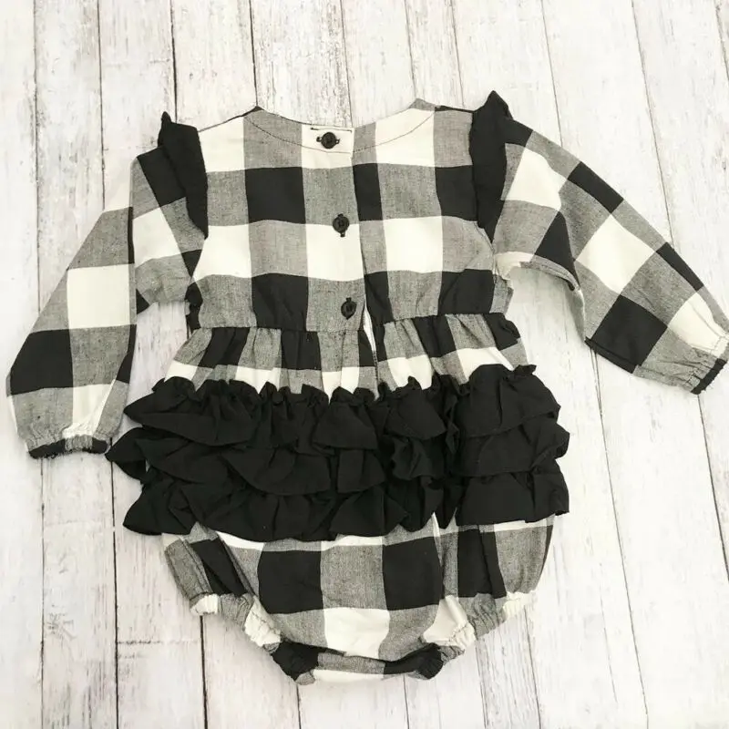 Комбинезон в клетку для новорожденных девочек 0 18 месяцев|Ромперы| |