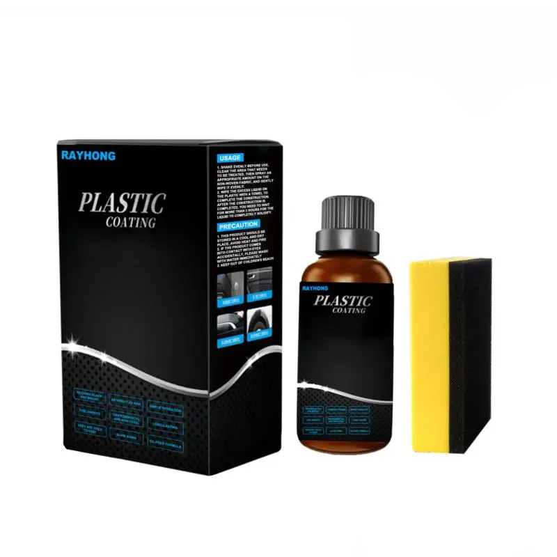 

50ml 1set Auto Car Plastic Parts Retreading Agent With Sponge Renovated Maintenance Supplies Interior Plastic Paste Coating