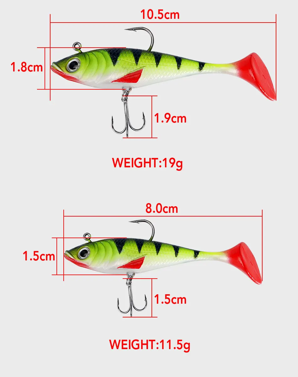 JACKFISH 10 г/20 г 3D глаза свинцовые рыболовные приманки с Т-образным хвостом мягкие рыболовные приманки одиночные крючковые приманки искусственные приманки блесна для поддева резины