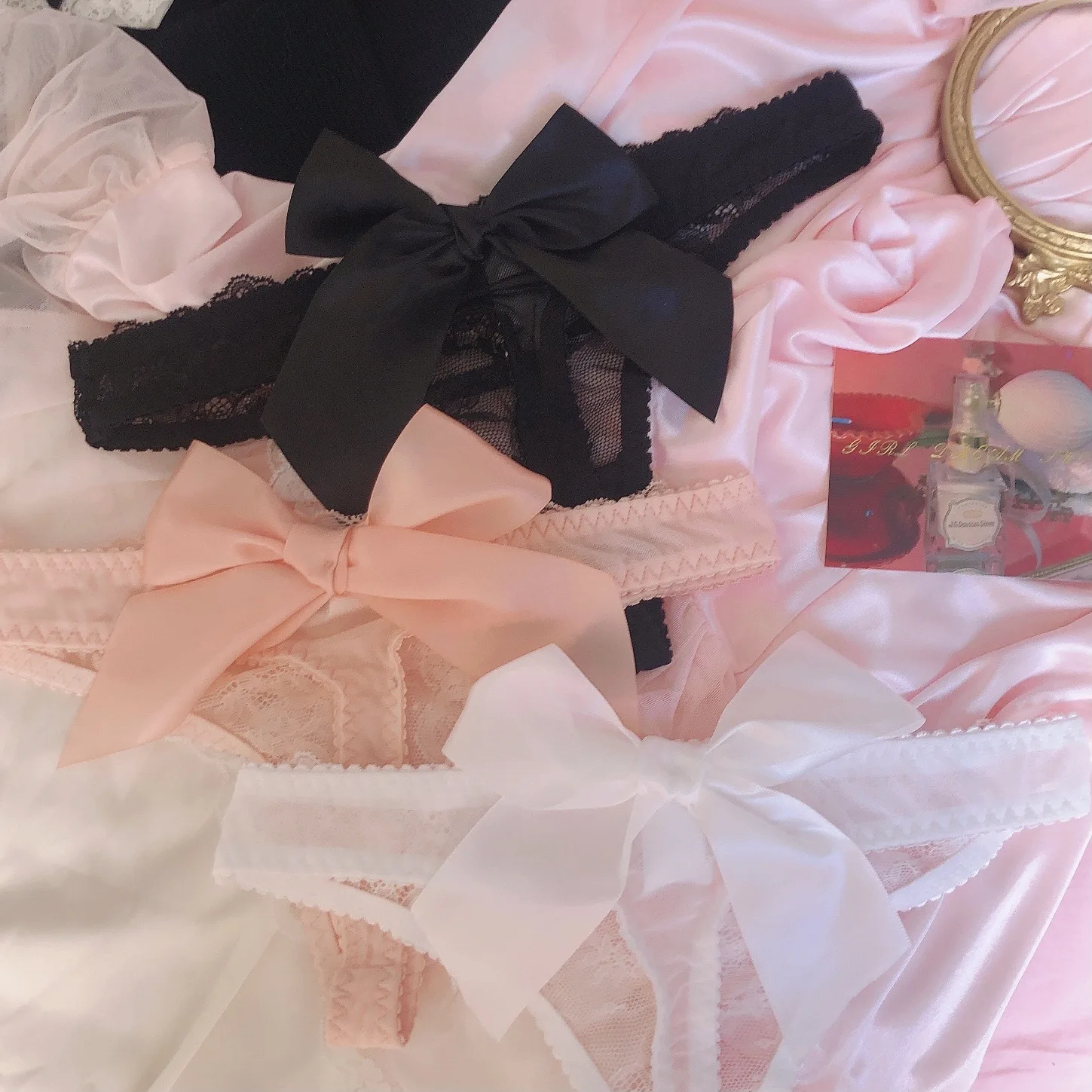 

New Lolita Style Full Lace Panties Bowknot Sexy Lingerie Briefs T-back Seamless Breathable Ladies Thong Sweet Girls Panties