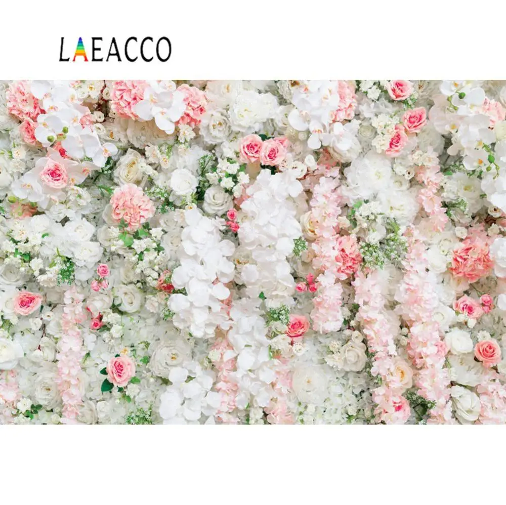 Laeacco виниловые фоны для фотосъемки розовые свадебные цветы стены любовь