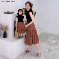 mother daughter matching clothes summer family matching outfits polka dot mom daughter t shirt skirt 2pcs mommy and me clothes