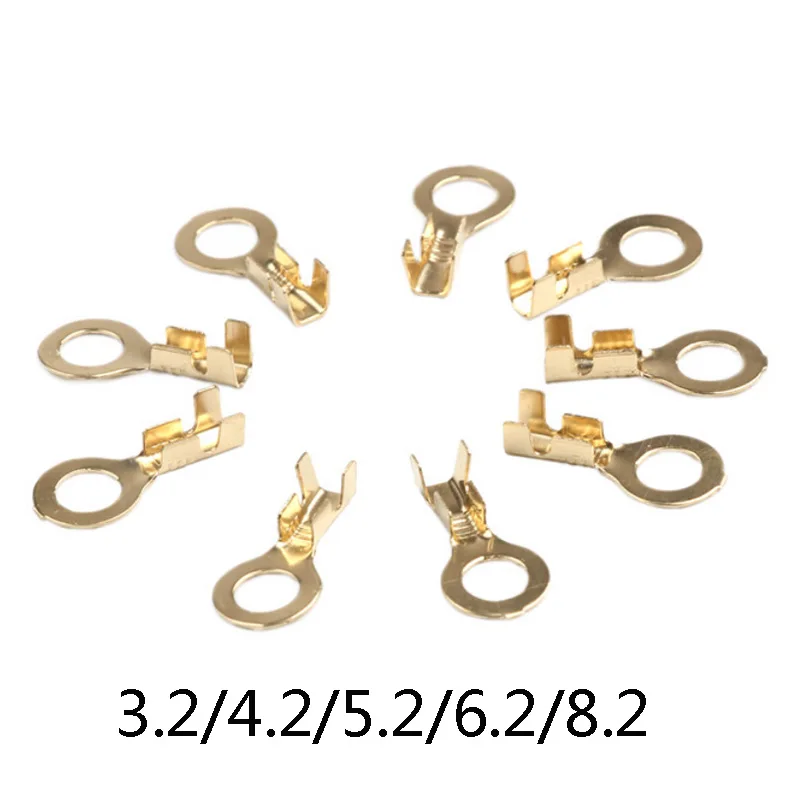 

50pcs/lot Golden O-Type 3.2/4.2/5.2/6.2/8.2 CrimpTerminals Electric Sertir Car Speaker Male Terminal Cold Pressed Plating Lug