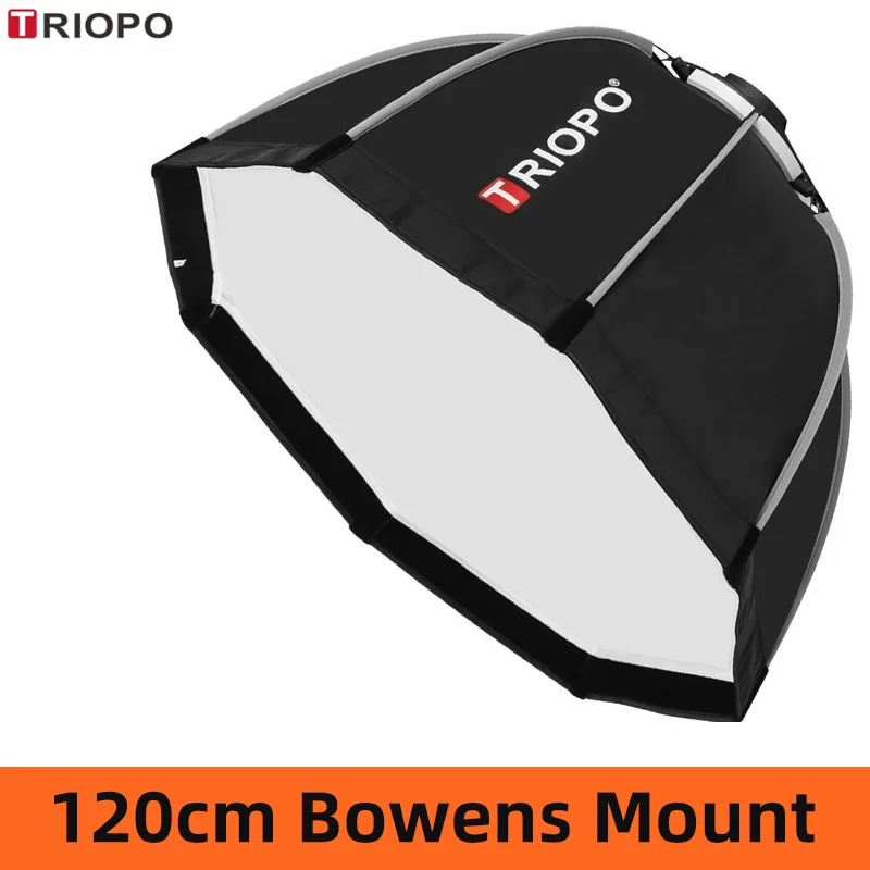

Восьмиугольный Зонт Triopo с креплением Bowens, 120 см, 90 см, 65 см, уличный софтбокс с сеткой для фотостудии, софтбокс со вспышкой