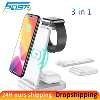 qi wireless charger stand 15w fast charger for iphone 11 12 13 apple watch 3 in 1 foldable charging dock for airpods pro