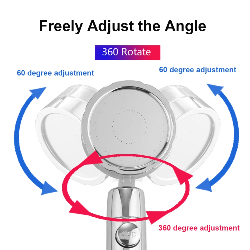 high pressure rainfall shower head adjustable 360° ratated saving with small fan filter hand held spray nozzle bathroom access free global shippi