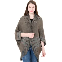 elegant knit tassel cardigan shawl women cloak female sweater ponchos casual capes lady scarf autumn winter