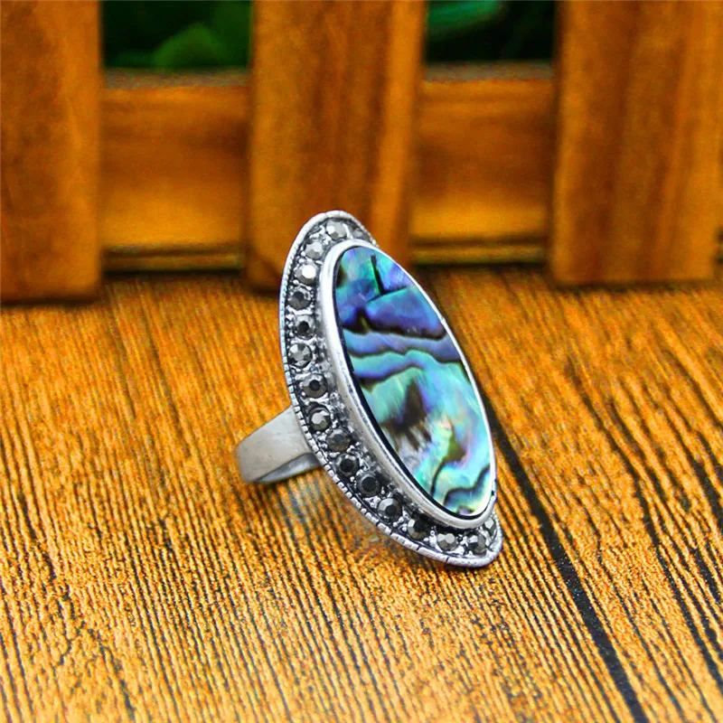 Горный хрусталь Овальный В виде ракушки Кольца для Для женщин Винтаж Античная