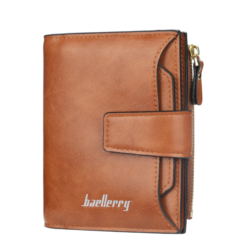 Женский кожаный кошелек на молнии маленький и тонкий с карманом для монет