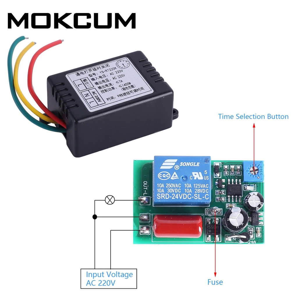 

AC 110V 220V Power-ON Delay Relay Switch AC 220V 7A Voltage Output Max 180Min Timer Adjustable Disconnect Delay Controller