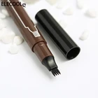 Водостойкий карандаш для бровей ELECOOL с 4 наконечниками, косметика для бровей, стойкий натуральный темно-коричневый жидкий карандаш для бровей