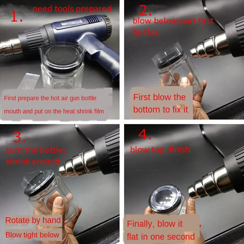 400 шт./лот новые размеры ПВХ термоусадочные полосы для банка рот/крышка
