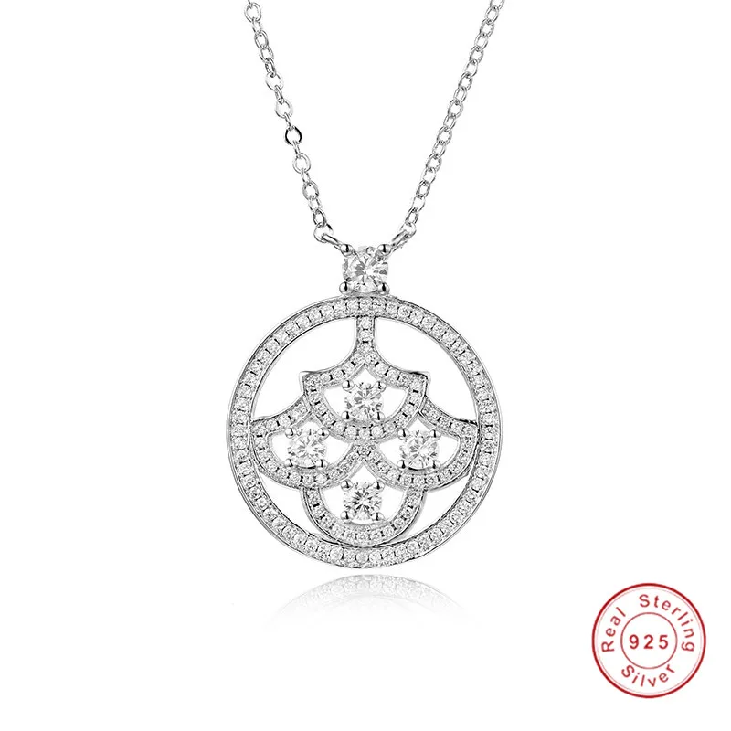 

Hot Sell 925 Sterling silver Flower Necklaces Pendants with High Quality SONA Diamond For Women Birthday Gift Cocktail Jewelry