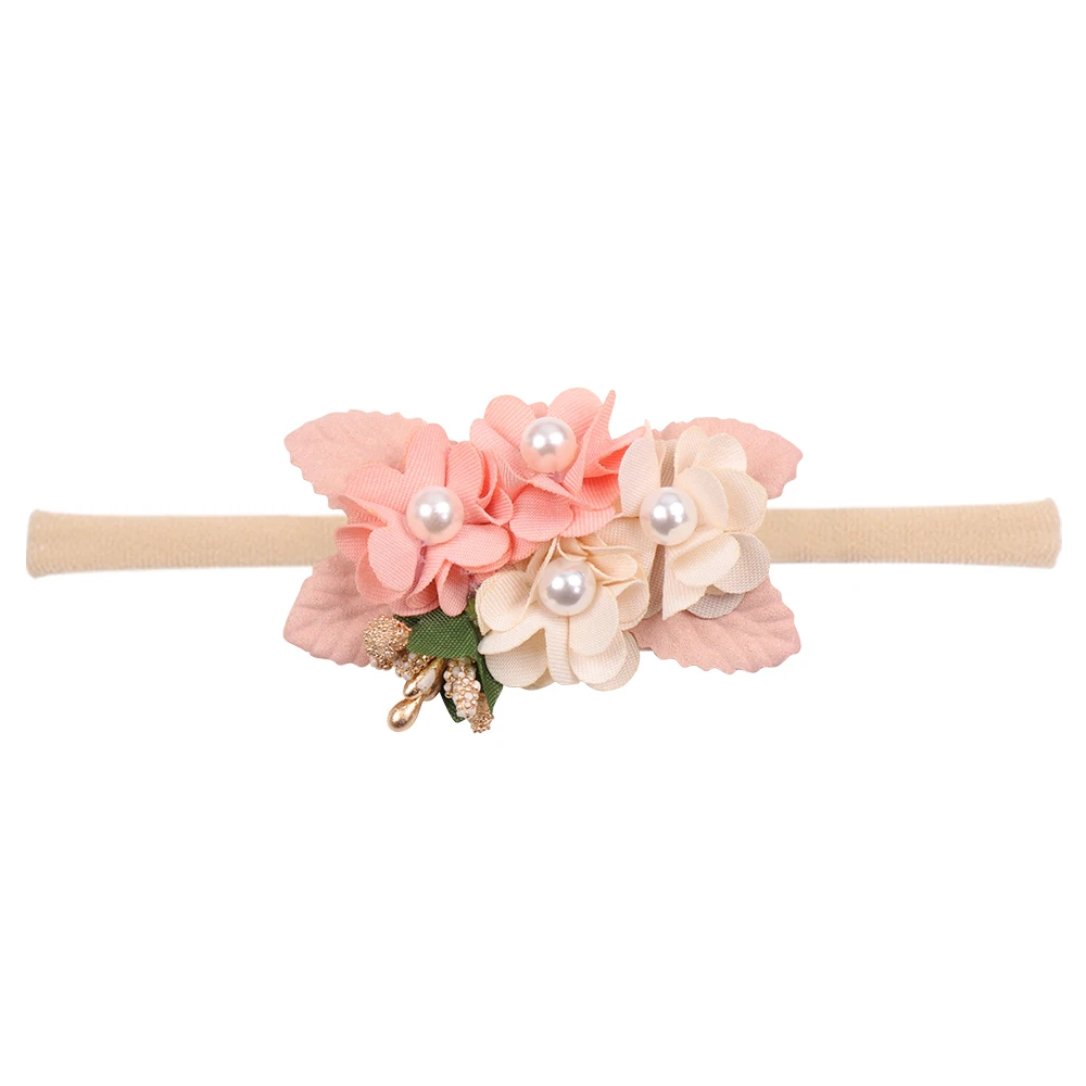 58 IBOWS Hair Accessories Lovely Baby Headband Fake Flower Nylon Hair Bands For Kids Artificial Floral Elastic Head Bands Headwear - Цвет: 58