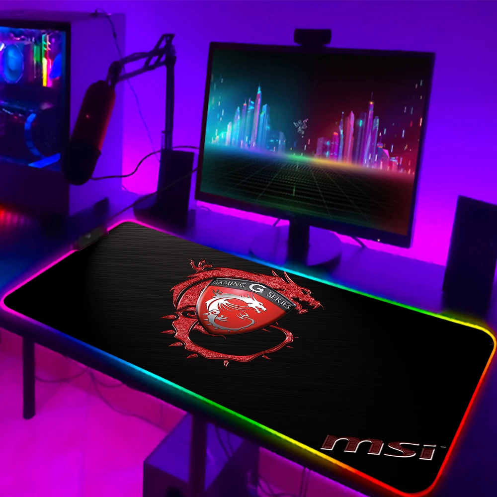 rgb msi mouse pad led light computer gaming accessories mousepad xl gamer desk mat non slip for pc keyboard laptop cs go carpet free global shipping