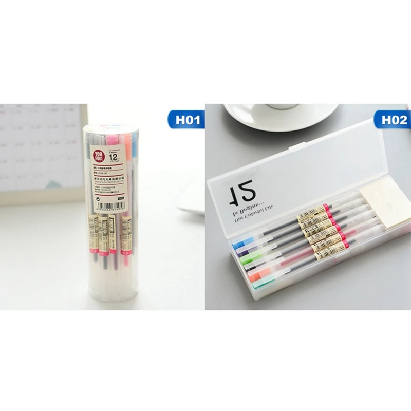 

Color Office 12PCs/Gel Pen And Scrub Pen Case Notes Stationery Set Cute Color Small Fresh Suit Gel Pen 0.5mm Color Handbook Pen