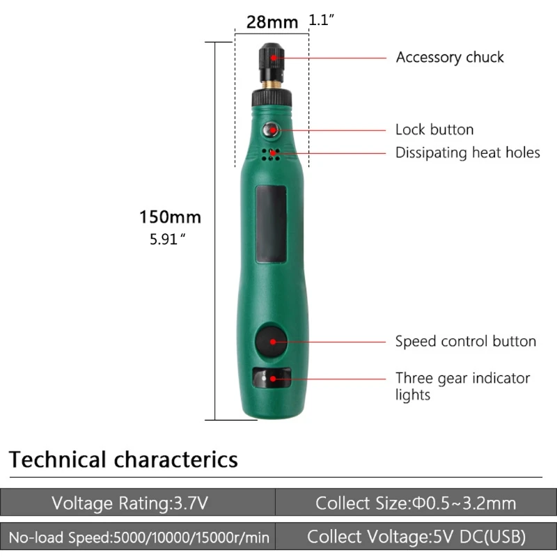

Cordless Drill Power Tools Electric 3-Speed Mini Drill Grinding Rotary Tool Kit 3.6V Wireless Mini Engraving Drill Pens
